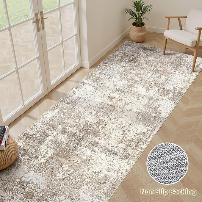 LOONGRUG Runner Rug 3x8 Washable Non-Slip Kitchen Neutral Modern Rug | Abstract - Image 3