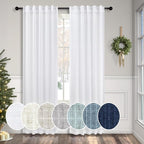 Pitalk White Linen Curtains 90 Inch Length by Pitalk
