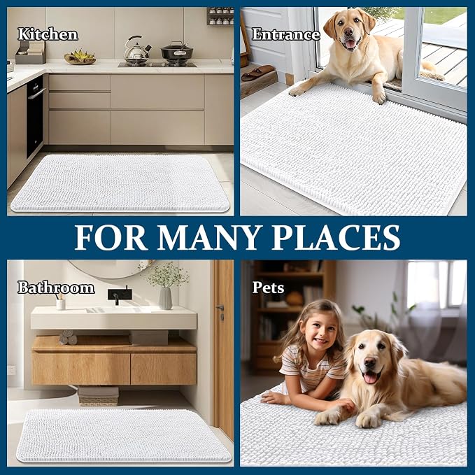 OLANLY Dog Door Mat for Muddy Paws 54x32, Super Absorbent Chenille Mud Mat | - Image 8