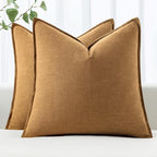 MIULEE Decorative Linen Pillow Covers 18x18 Inch Hazel | Boho Farmhouse​ by MIULEE