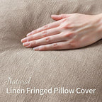 MIULEE Natural Linen Fringe Decorative Lumbar Throw Pillow Covers 12x20 | Set - Image 2