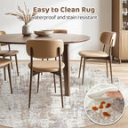 LOONGRUG Round Rug 10x10 Washable Circle Large Neutral Modern Rugs Brown | - Image 4