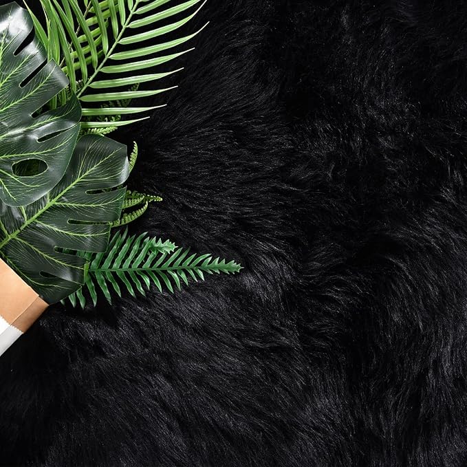 Latepis 2x8 Runner Black Faux Sheepskin Fur Rug Washable Shag Fluffy Rugs - Image 5