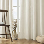 Joydeco Linen Curtains 2 Panel Set, Light Filtering, Ivory on Linen Curtains 84 - Image 2