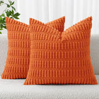 MIULEE Fall Corduroy Decorative Throw Pillow Covers 20x20 Orange Pack of 2 | by MIULEE