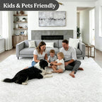 8x10 Area Rug Living Room Bedroom: Fluffy Plush Shag Carpet Ivory | - Image 4