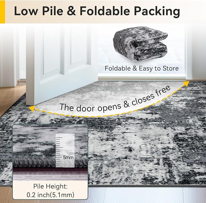 RELEANY Washable Runner 2'x7' Abstract Area Rug - Image 4