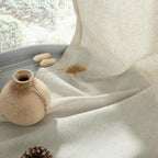 YoungsTex Beige Linen Semi Sheer Curtains 54 Inches Length - Image 6