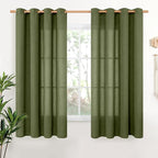 YoungsTex Olive Green Linen Curtains 63 Inch Length by YoungsTex