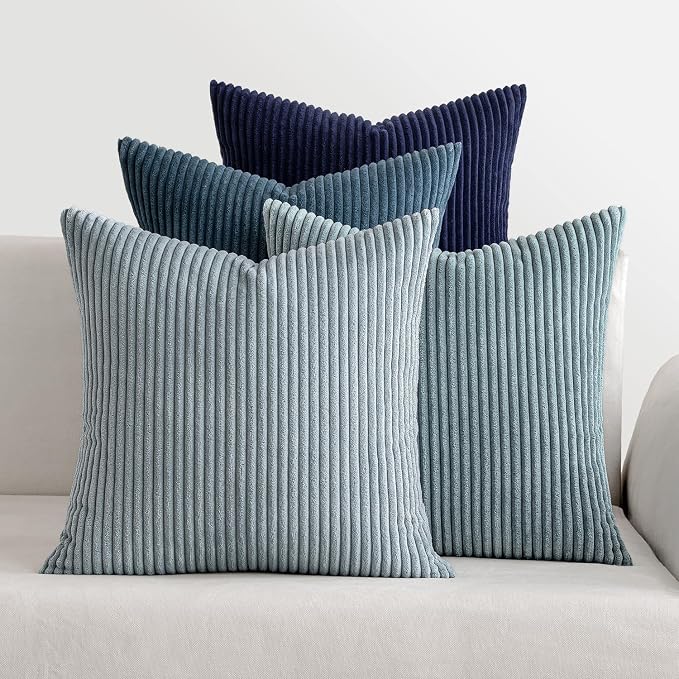 MIULEE Soft Corduroy Decorative Throw Pillow Covers Blue Navy Series 24x24 | by MIULEE