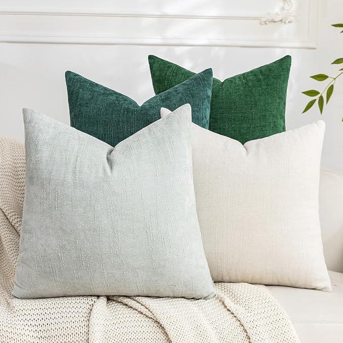 Set of 4 Soft Textured Decorative Throw Pillow Covers 18x18 Inch Cozy Farmhouse by Cozoomy