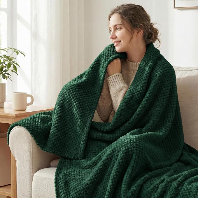 Exclusivo Mezcla Soft Waffle Fleece Bed Blanket Twin XL Size, Cozy Fluffy Design - Image 2
