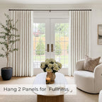 INOVADAY Linen Textured 100% Blackout Sliding Door Curtains 102x84 Cream | 1 - Image 4