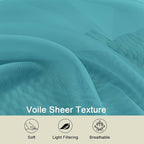 Sheer Turquoise Curtains for Bedroom Living Room 54 Inch Length 2 Panels Set - Image 3