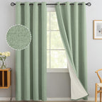 Yakamok 90 Inch Light Sage Green Linen Texture Curtains by Yakamok