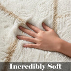 6x9 Area Rugs for Living Room Bedroom, Fluffy White and Beige Geometric Rug | - Image 2