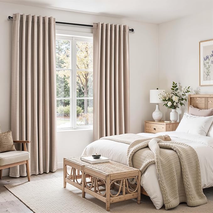 Topfinel Linen Blackout Curtains 86 Inches Long 2 Panels - Image 3