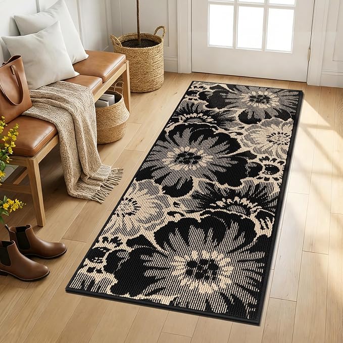 Findosom Washable Kitchen Rug Set of 3, Non Slip High-Low Textured Floral - Image 8