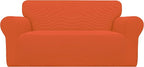Easy-Going Stretch Loveseat Couch Covers Washable Orange | 1-Piece Loveseat by Easy-Going