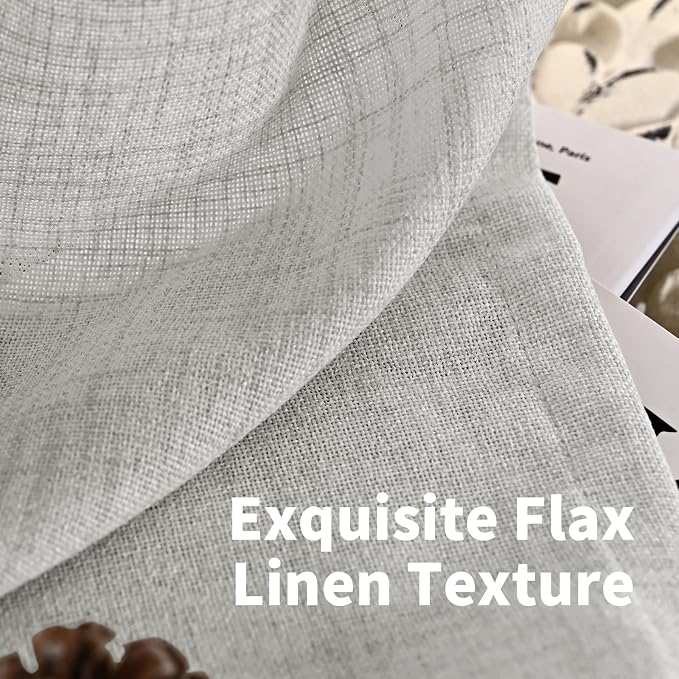 YoungsTex Light Grey Linen Curtains 84 Inch Length - Image 5