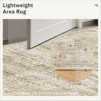Soalmost 6x6 Brown Round Rug 6ft Circle Living Room Area Rugs Non-Slip | - Image 6