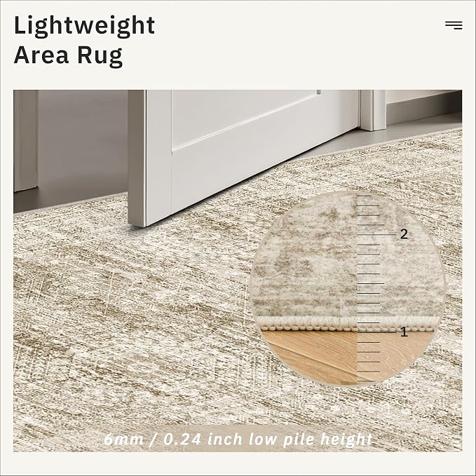 Soalmost 10x12 Area Rugs for Living Room Washable Rug Non-Slip Brown | Large - Image 7