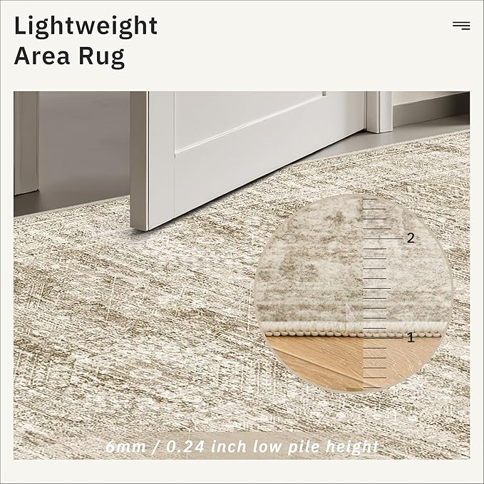 Soalmost Runner Rug 2x12 Washable Non-Slip Hallway Kitchen Runners Brown | - Image 7