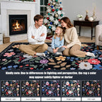 PLHXFR Round Area Rug Living Room: 4 ft Floral Washable Soft Carpet Black | - Image 9