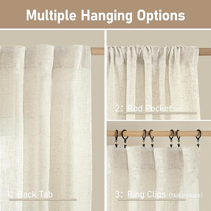 108 inch Semi Sheer Linen Curtains - Image 2