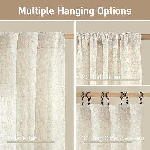 108 inch Semi Sheer Linen Curtains - Image 2