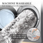 ORINOVA Silver Grey Furry Washable Faux Shaggy Fur Rugs - Image 5