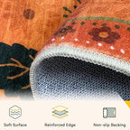 RELEANY Floral Washable 8x10 Area Rugs BurntOrange | Flower Carpet Print Boho - Image 3
