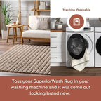 nuLOOM Jeni Taupe Checkered Washable Area Rug - Image 3