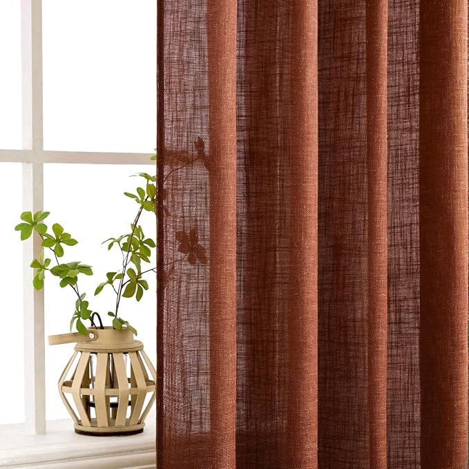 MIULEE Burnt Orange Fall Linen Curtains 37x90 Inch 2 Panels - Image 5