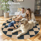 Lahome Checkered Easy Jute Outdoor Patio Area Rug 6ft Round, Washable Black | - Image 2