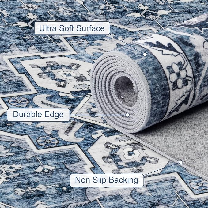 9x12 Area Rugs Living Room: Washable Vintage Rug - Image 7