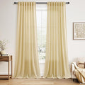 Extra Long 120 Inch Curtains for Living Room Cream Yellow Linen Modern by Nanspring