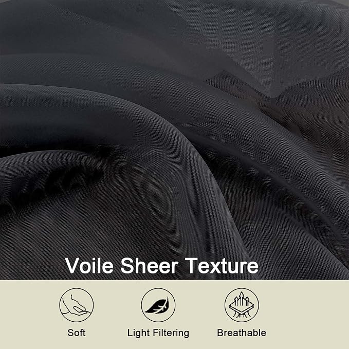Extra Long Sheer Black Curtains - Image 3