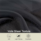 Black Sheer Curtains for Bedroom Living Room 45 Inch Length 2 Panels, Soft Airy - Image 3