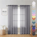 Charcoal Grey Sheer Curtain Panels 72 Inch Length, Light Filtering Window by Lecloud
