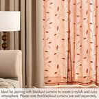 MIULEE Burnt Orange Sheer Fall Curtains 2 Panels Leaf Patterned, W52 x L96 | - Image 7