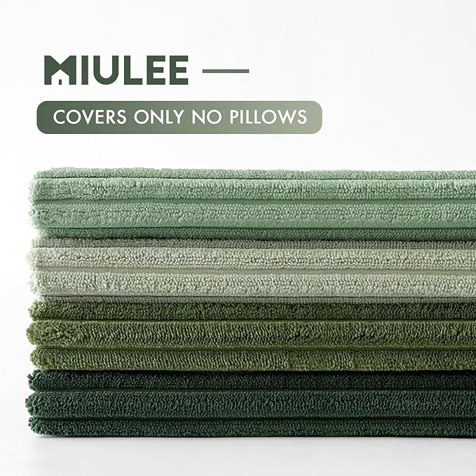 MIULEE Soft Corduroy Decorative Throw Pillow Covers Forest Green 24x24 | Set of - Image 7