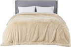 Bedsure GentleSoft Fluffy Beige Blankets Queen Size - Image 8