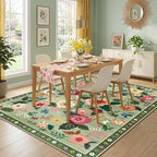 RELEANY Floral Washable 8x10 Area Rugs LightGreen | Flower Carpet Print Boho - Image 8