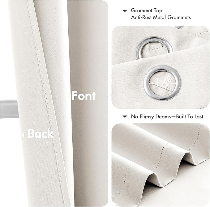 MIULEE Blackout Curtains for Bedroom 2 Panels 34 x 72 Inch Long Ivory | Thermal - Image 4