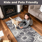 Findosom Hallway Runner Rug 2x10, Non Slip High-Low Textured Floral Washable - Image 4