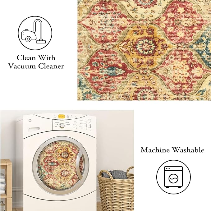 Lahome Moroccan Trellis Washable Rug, 2x3 Bathroom Rugs - Image 3