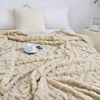 Aganear Fleece Throw Blanket for Bed Couch 90"x90" Khaki | Lightweight Fuzzy - Image 3