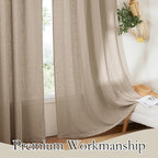 RYB HOME Linen Semi Sheer Curtains 63 inch Length - Image 6
