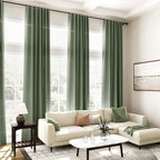 134 Inch Extra Long Curtain for Floor to Ceiling High Window Olive Green Linen - Image 6